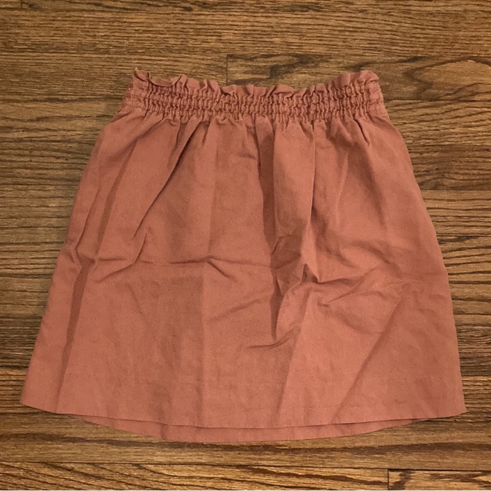 Rust Orange Smocked Waist  mini skirt  sz 8 J crew - Picture 7 of 10